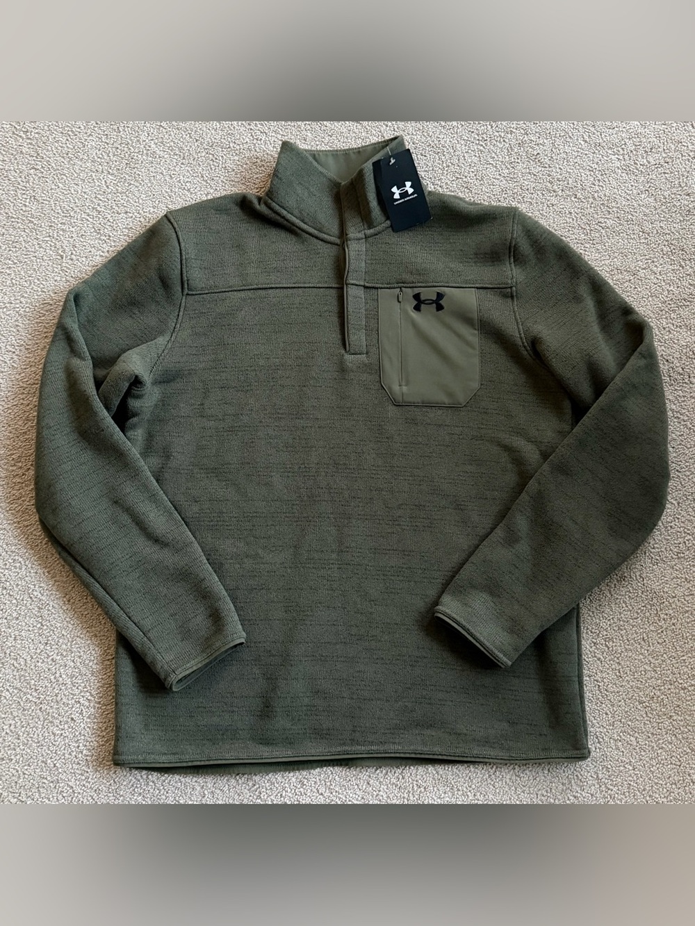 Under Armour Olive Green Half-Zip Chest Pocket Pullover